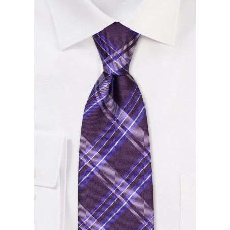 Grape Purple Tartan Tie in XL