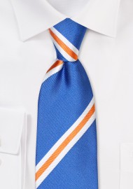 Royal Blue and Orange Stripe Kids Tie