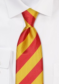 XL Length Repp Stripe Tie in Golden and Cherry