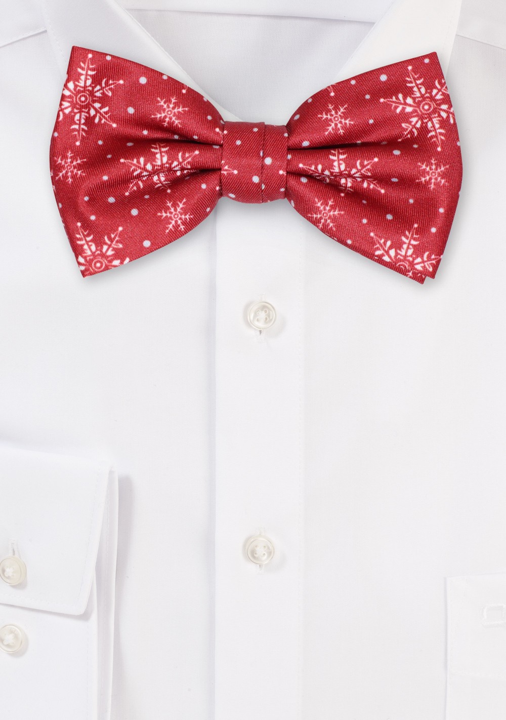 Snowflake Print Bow Tie in Red