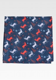 Teal and Red Holiday Print Pocket Square