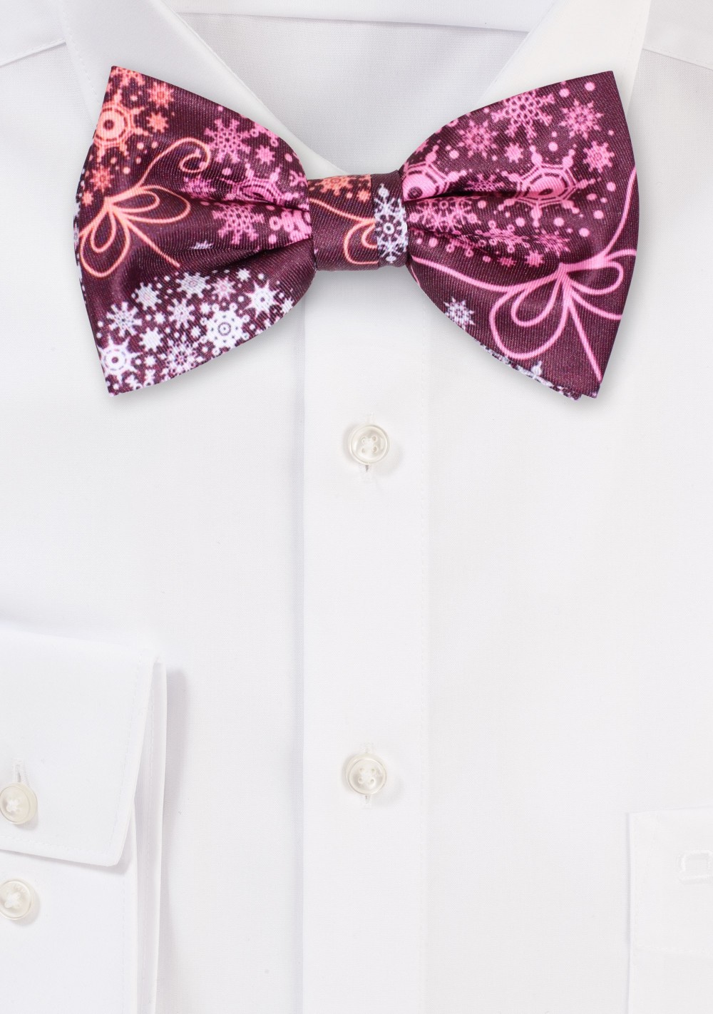Wine Red Bowtie with Holiday Ornaments