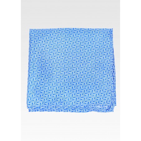 Sky Blue Pocket Square with Geometric Design Print