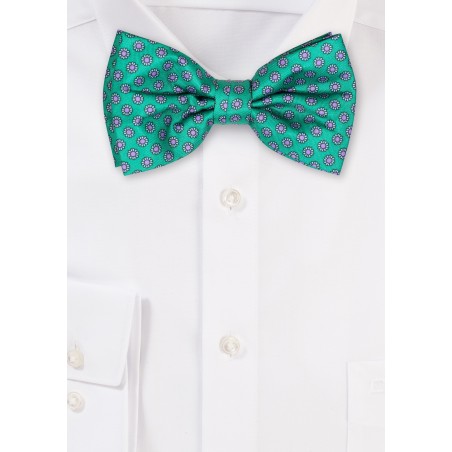 Floral Bow Tie in Green, Purple, and Aqua
