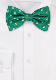 Kelly Green Floral Bow Tie