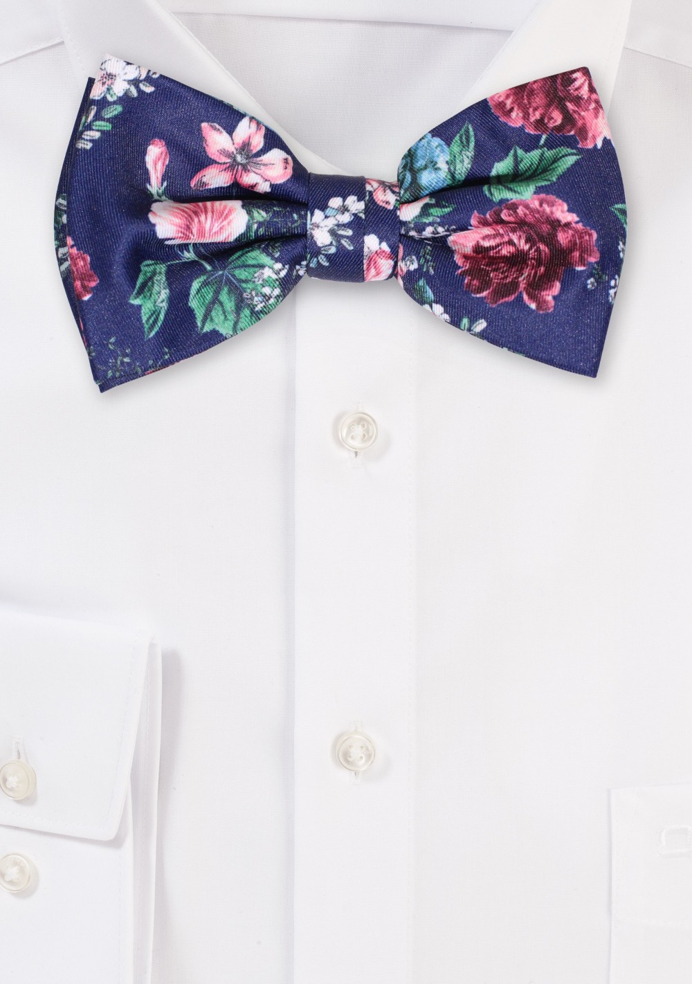 Navy and Pink Rose Print Bowtie