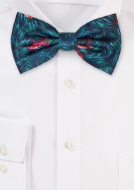 Bowtie in Fern and Flamingo Print