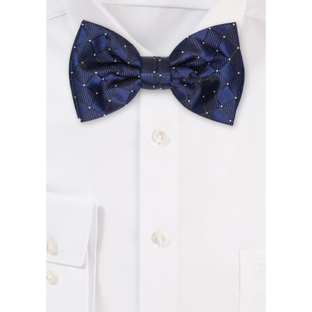 Navy Check Weave Bowtie