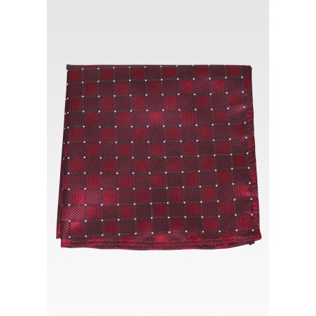 Cabernet Red Woven Check Pocket Square