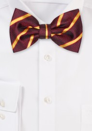 Burgundy and Gold Striped Bowtie