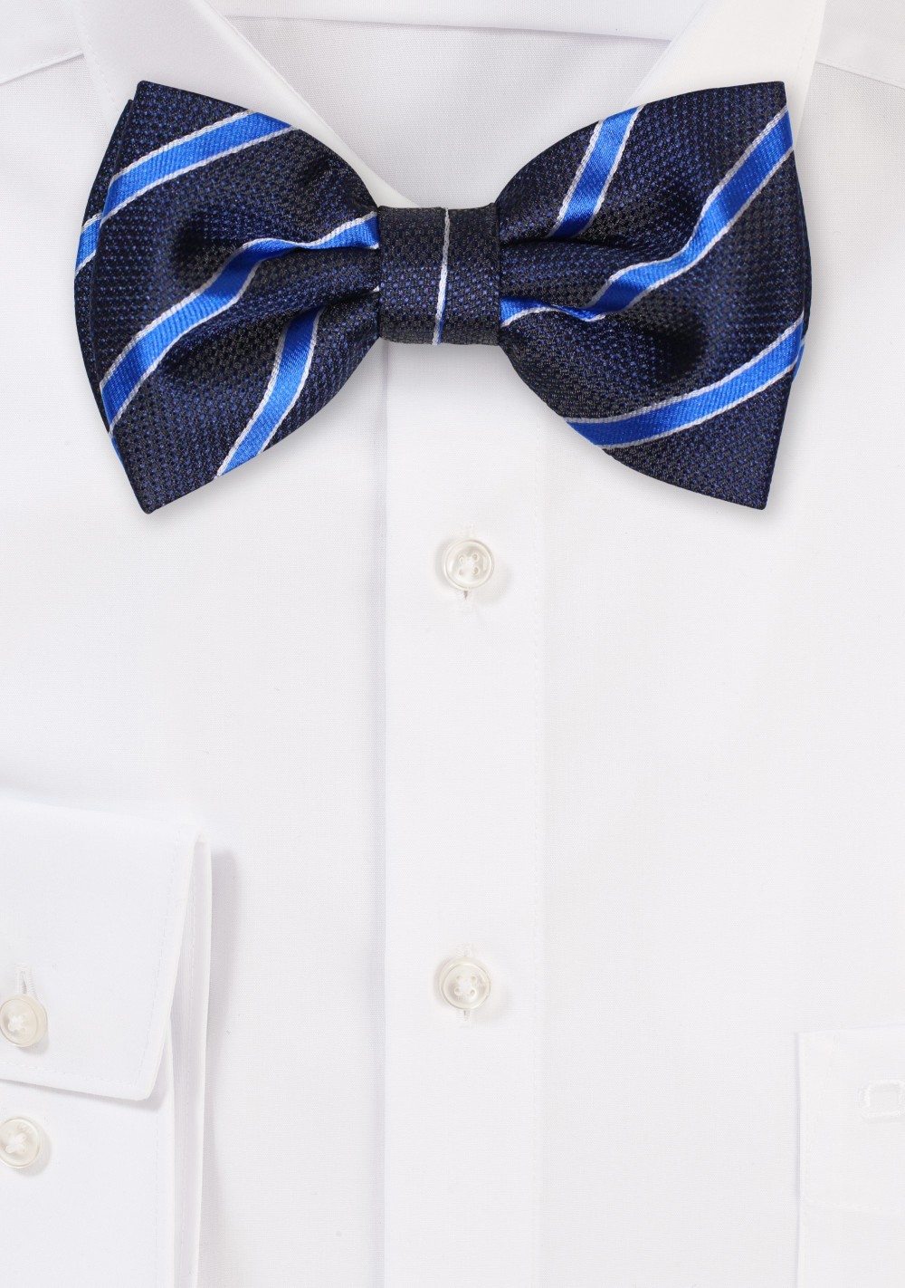 Navy Blue Striped Bowtie