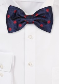 Navy and Red Polka Dot Bowtie