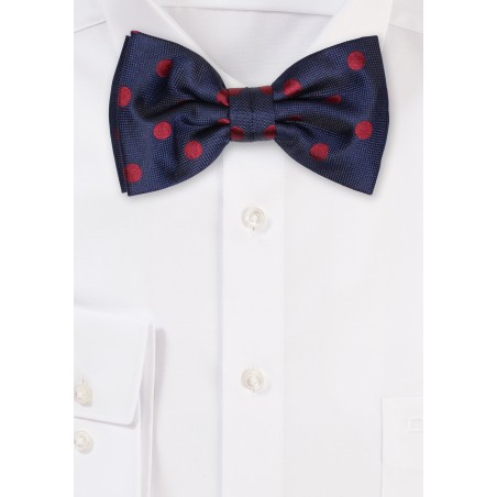 Navy and Red Polka Dot Bowtie