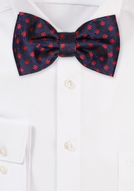 Woven Floral Bowtie in Navy and Cherry