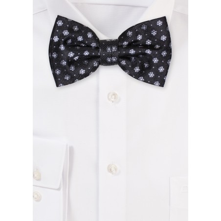Woven Floral Bowtie in Black and Gray