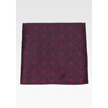 Wine Red Texture Paisley Pocket Square
