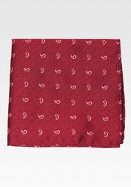 Scarlet Red Paisley Pocket Square