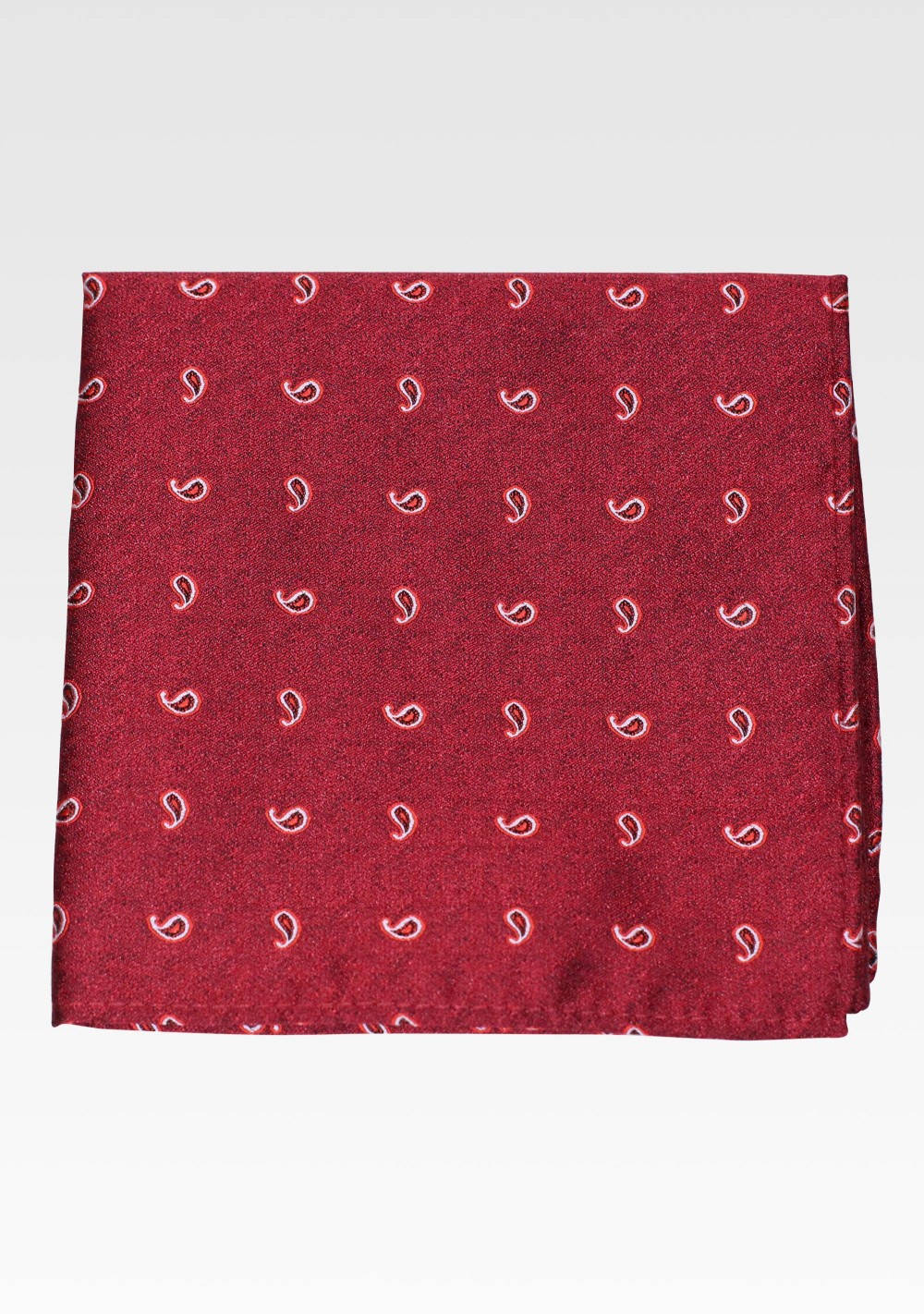 Scarlet Red Paisley Pocket Square