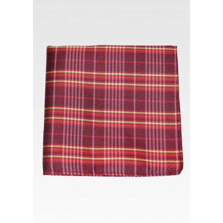 Tartan Check Hanky in Cherry and Gold