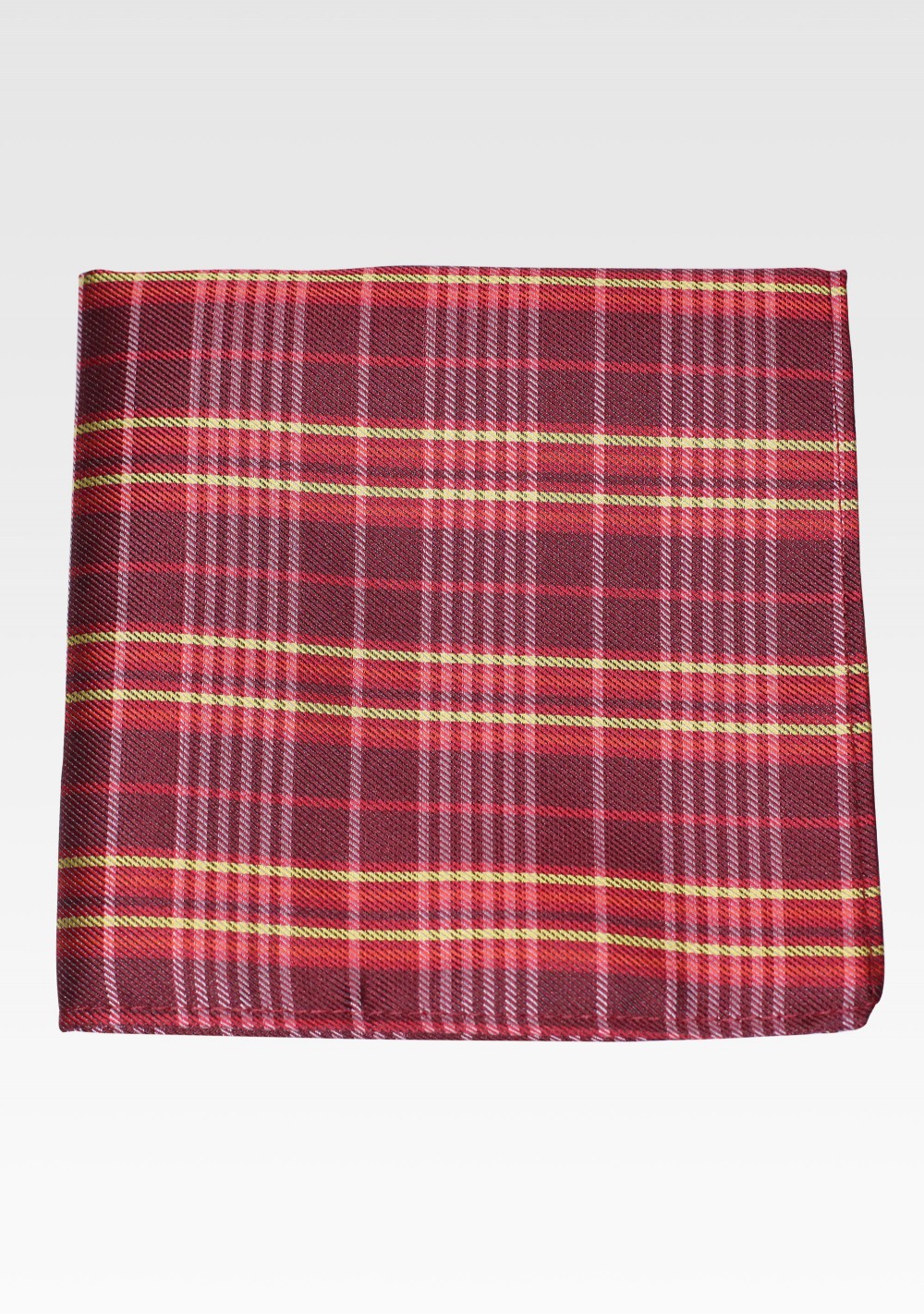 Tartan Check Hanky in Cherry and Gold