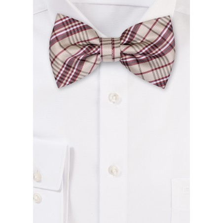 Wheat and Wine Plaid Bowtie