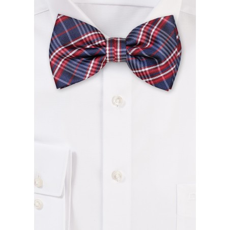 Navy and Red Tartan Check Bowtie