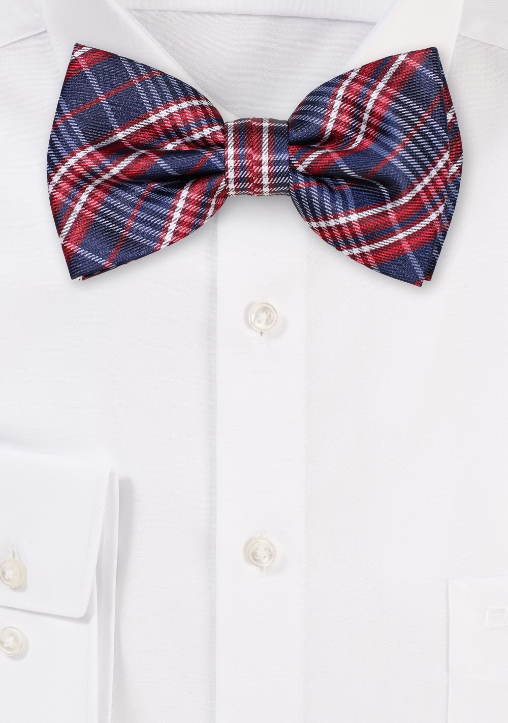 Navy and Red Tartan Check Bowtie