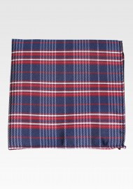 Twilight Blue and Red Plaid Pocket Square