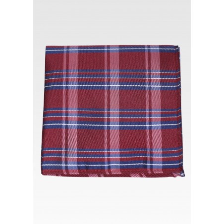 Wine Red Checkered Pocket Square