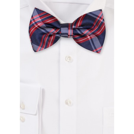 Navy and Wine Colored Plaid Bow Tie