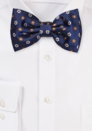 Navy and Bronze Floral Bowtie