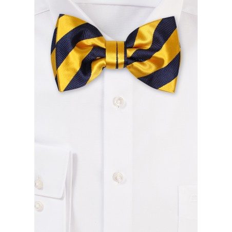 Striped Bowtie in Navy and Golden