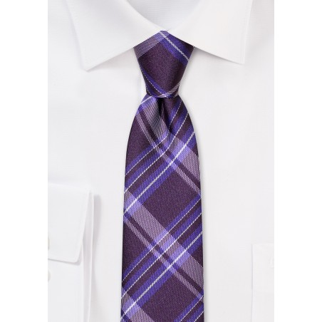 Plum Purple Skinny Tartan Tie
