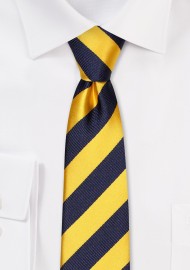 Navy and Golden Striped Skinny Tie