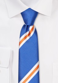 Stripe Skinny Tie in Royal, Orange, and White