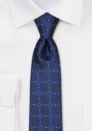 Navy Skinny Tie with Checks