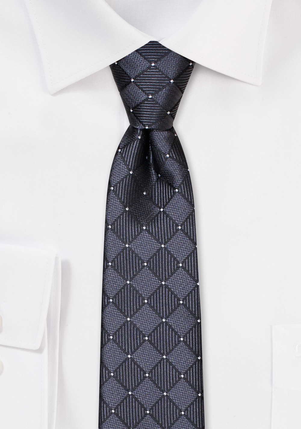 Black Skinny Tie with Checks