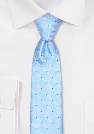 Sky Blue Skinny Tie with Checks