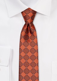 Copper Skinny Tie with Checks
