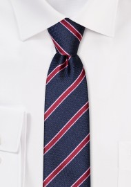 Navy and Wine Striped Skinny Tie