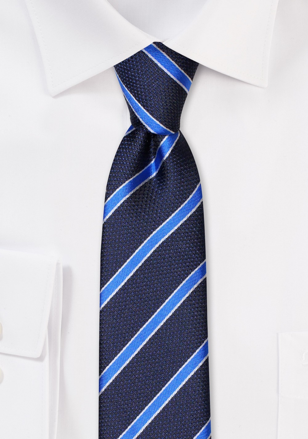 Blue Striped Skinny Necktie