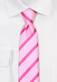 Striped Skinny Tie in Bubblegum Pink