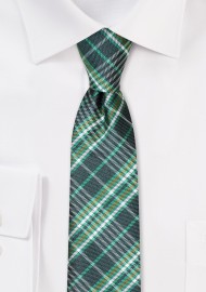 Skinny Tartan Tie in Dark Green