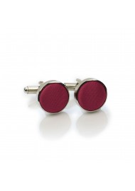 Silver Cufflink Studs with Burgundy Fabric Covering