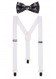 Kids Suspender and Bowtie Set with Skull and Crossbones