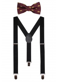 Kids Bowtie with Car Pattern and Suspenders