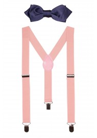 Kids Suspender Set in Navy and Pink