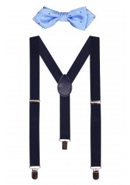 Polka Dot Blue Tie and Suspender Combo for Kids in Blue