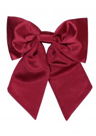 Hair Bow in Solid Burgundy Satin Front