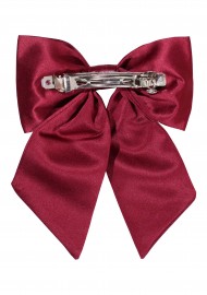 Hair Bow in Solid Burgundy Satin Back Clip